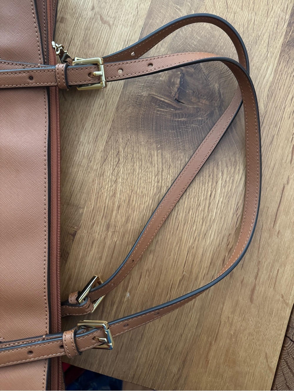 Tory Burch Cognac Saffiano Leather Large Zip Tote Bag - Picture 11 of 12